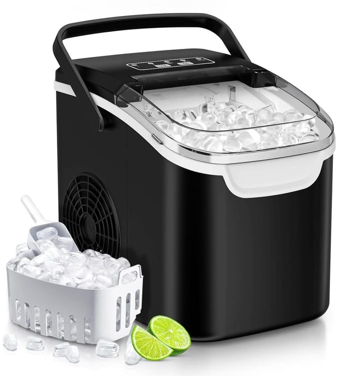 IJsblokjesmachine Tafelmodel - Compacte IJs Maker - Snelle Drank Koeling - Zelfreinigend Programma - 12 kg Per Dag - Zwart