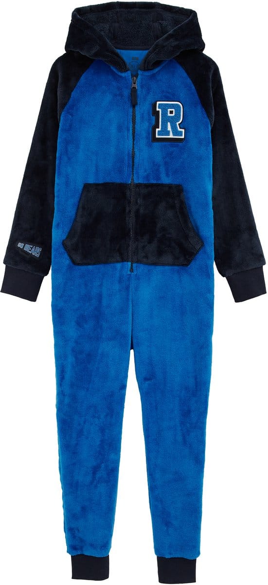 WE Fashion Jongens fleece onesie met patch