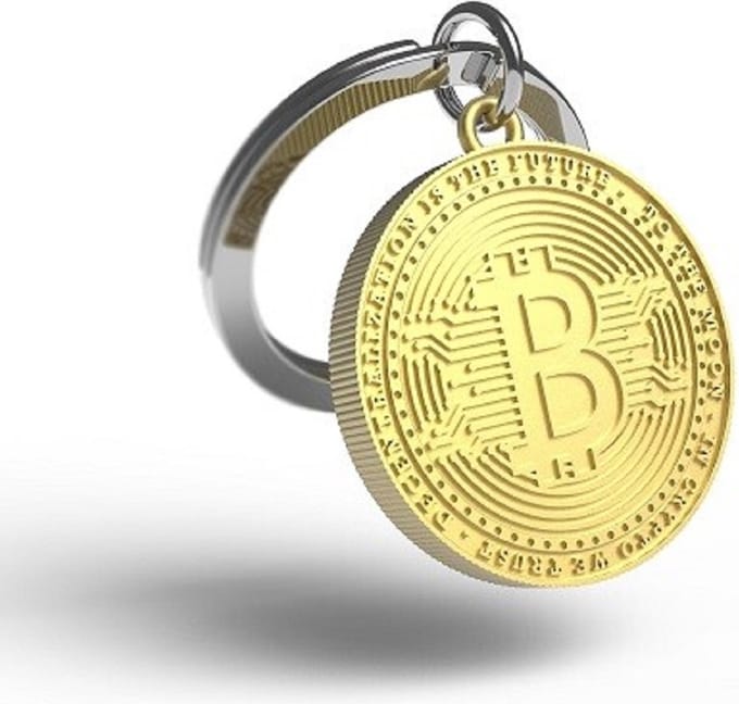 Metalmorphose sleutelhanger Bitcoin / Cryptocoin pearl gold finish