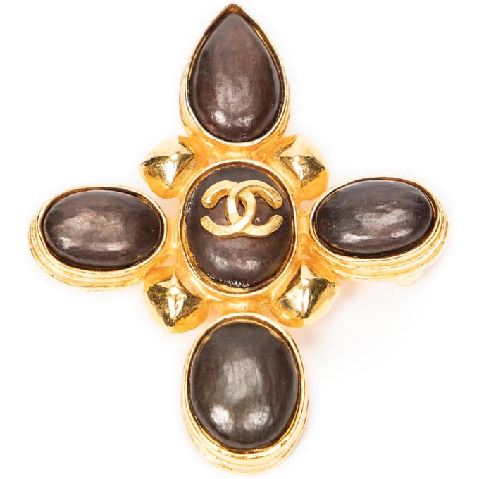 CC Stone Cross Brooch  Broche