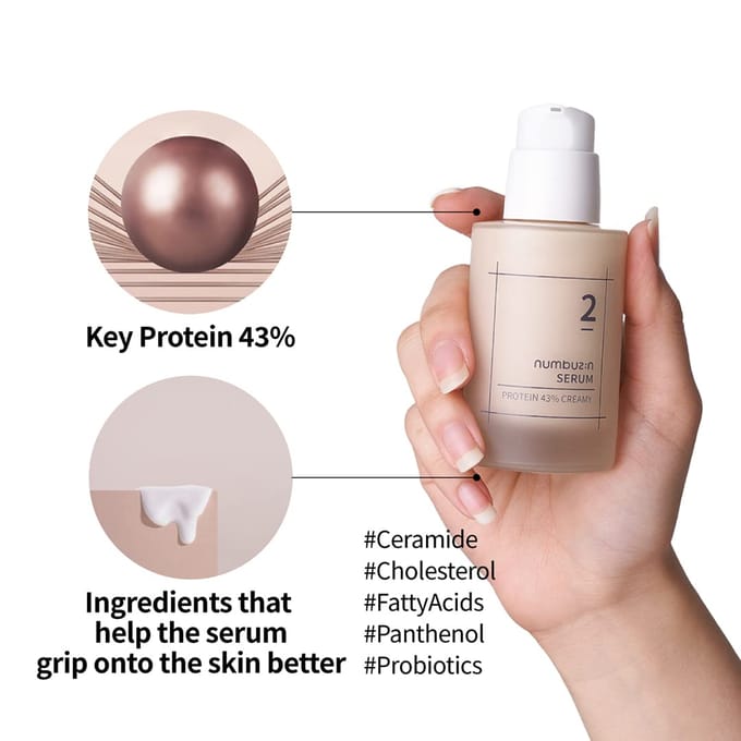 Numbuzin, No.2 Protein 43% Creamy Serum, 1.69 fl oz (50 ml) beige