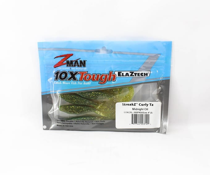 Zman Soft Lure StreakZ Curly 4 Inch 5/Pack Middernachtolie (3141) blue