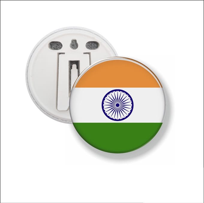 Button Met Clip 58 MM - Vlag India