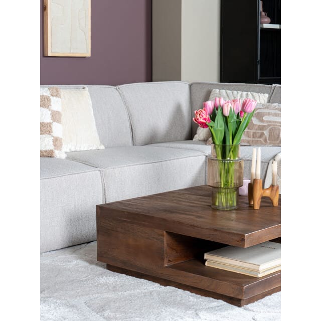 Salontafel Bram - Espresso Mangohout - 80 x 80 cm - Vierkant - met opbergruimte