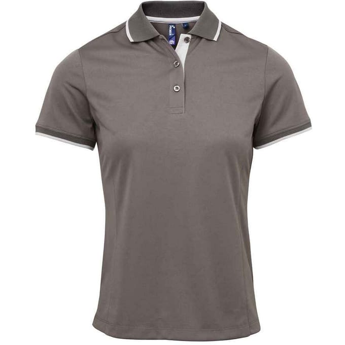 Premier Dames/Dames Coolchecker Contrast Piqué Poloshirt (Donkergrijs/zilver)