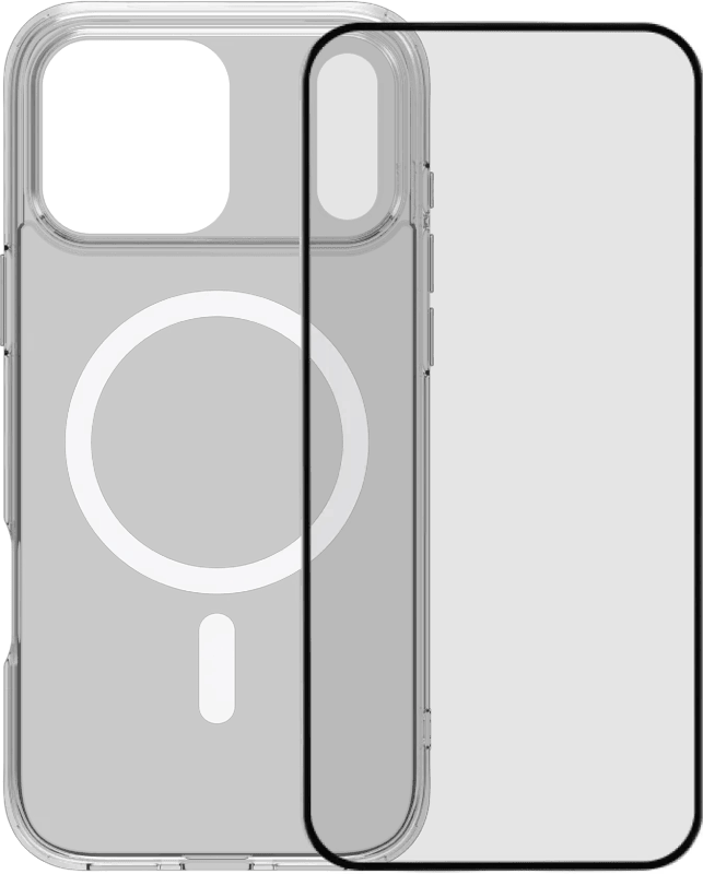 BlueBuilt Protective Back Cover met MagSafe iPhone 17 Pro Max Transparant + BlueBuilt iPhone 17 Pro Max Screenprotector Glas