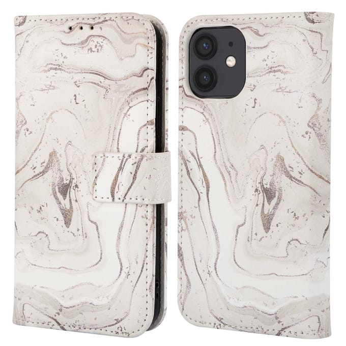 imoshion Hoesje - Geschikt voor Apple iPhone 12 Pro / 12 - Design Bookcase smartphone - Sandy Marble