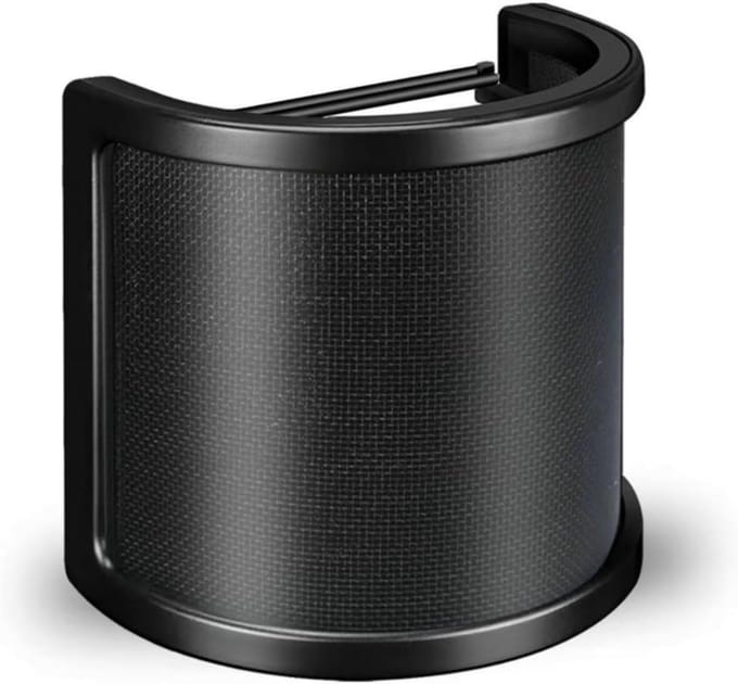 Microfoon Popfilter - 8.7*8*3 cm - Windkap voor Microfoon - Metalen - Popkiller - Studio Accessoire - Handheld Microfoon Popfilter - Zwart - Bescherming tegen Plofgeluiden en Windruis - Pop Filter - Popruis Vermijden