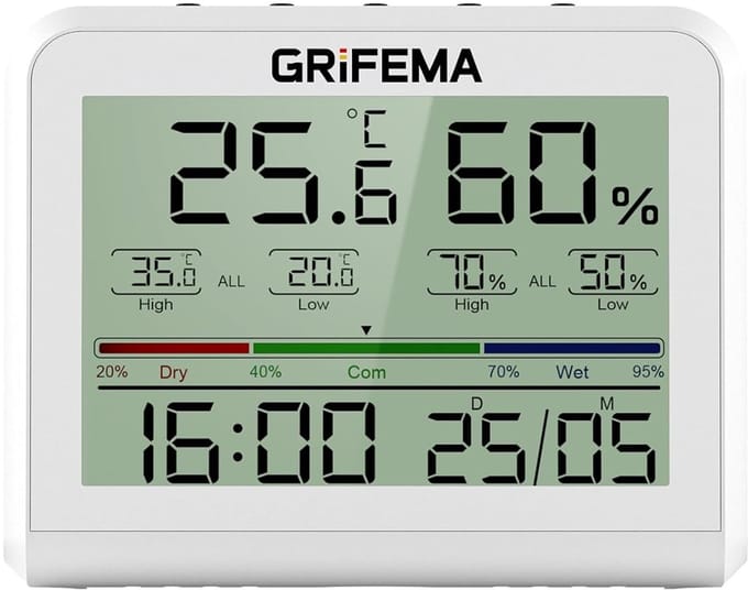 Digitale Thermometer - Vochtigheidsmeter Binnen - Binnenklimaat Monitoren - Kleurcomfort Indicator - 3.6 Inch Display - Wit