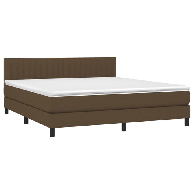 vidaXL - Boxspring - met - matras - en - LED - stof - donkerbruin - 180x200 - cm