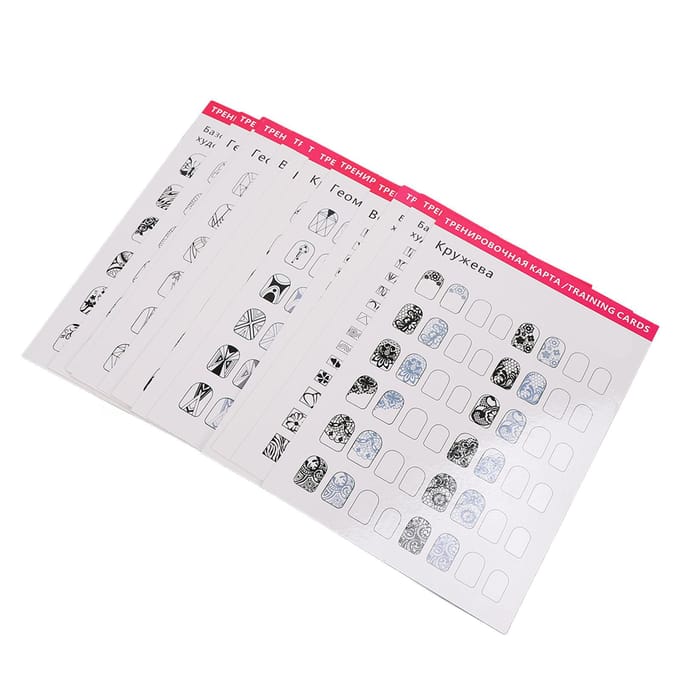 Nagel Trainingsmat Stereograaf Wasbaar Herbruikbaar Multi Nagelvormen 12 Modi Nail Art Oefenblad white