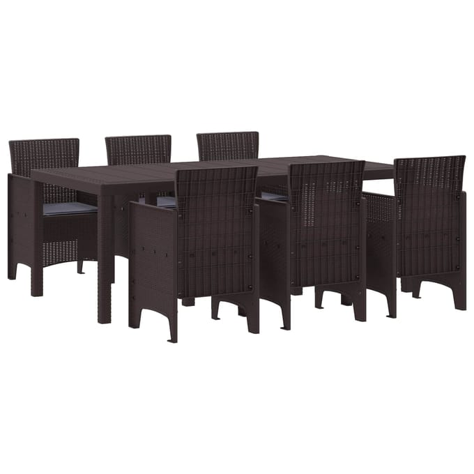 vidaXL - Tuin - Eettafel - Set - 7 - st - Bruin - Polypropyleen