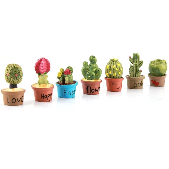 Mini Cactussen Mini Vetplanten Pot Poppenhuis Decoratie Mini Plant (7 stuks) brown