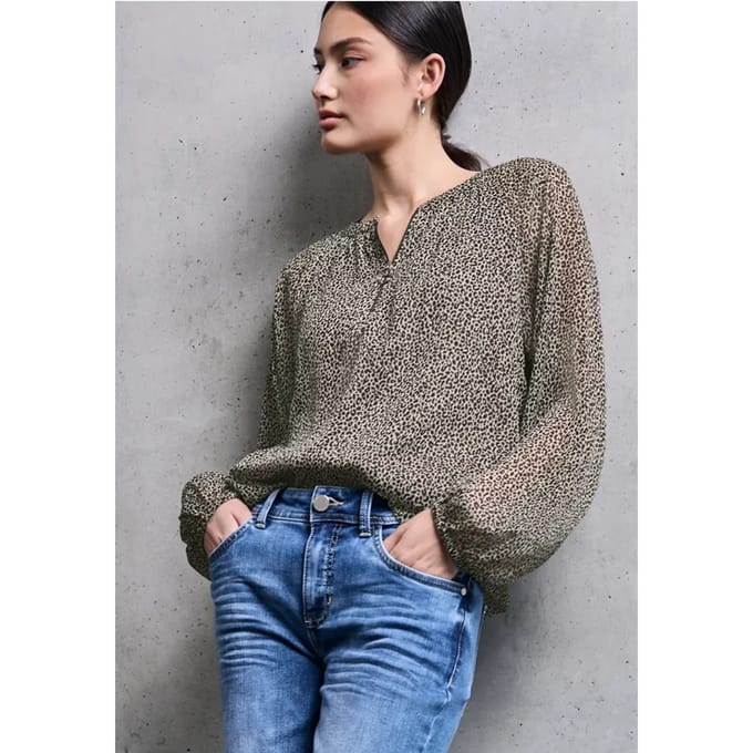 Chiffon leo blouse met rits
