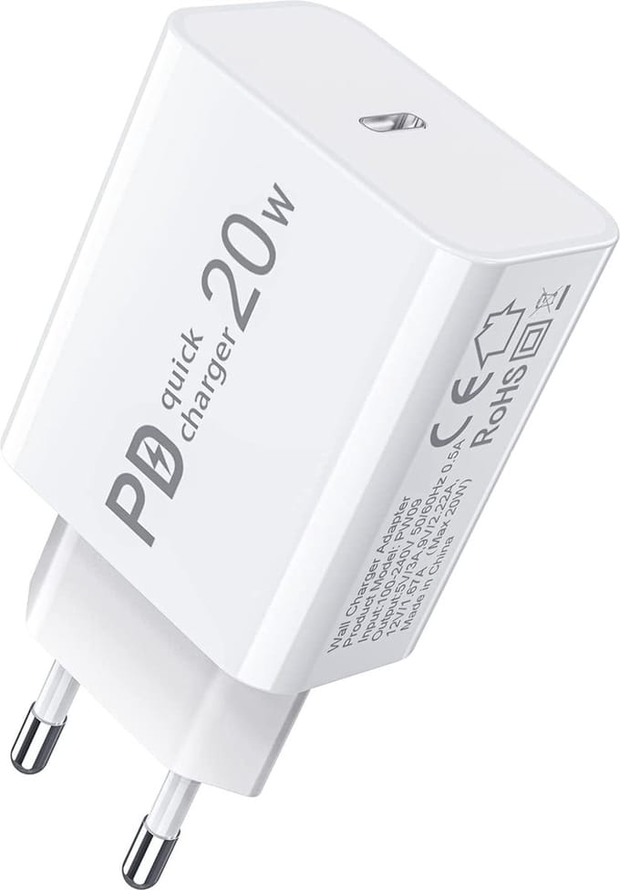 20W Snellader USB-C - Power Adapter met Fast Charge - Voor Telefoon en Tablet - USB C Adapter