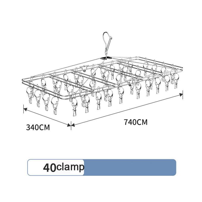 Cintre à pinces multiples Pliable et épaissi 24/40/52 Pinces Chaussettes Serviette Cintre coupe-vent 24 clamp white