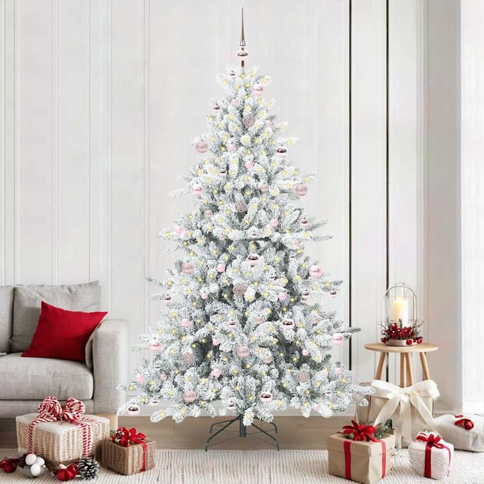 vidaXL - Kunstmatige - Hinged - Kerstboom - Wit - 210 - cm - PVC - en - Staal