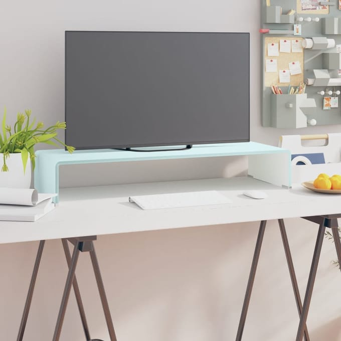 vidaXL - Tv-meubel/monitorverhoger - 80x30x13 - cm - glas - groen