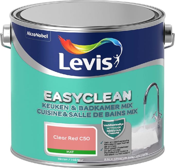 Levis - Easyclean Keuken & Badkamer Mix - Clear Red C50 - Mengverf - 2,5 L