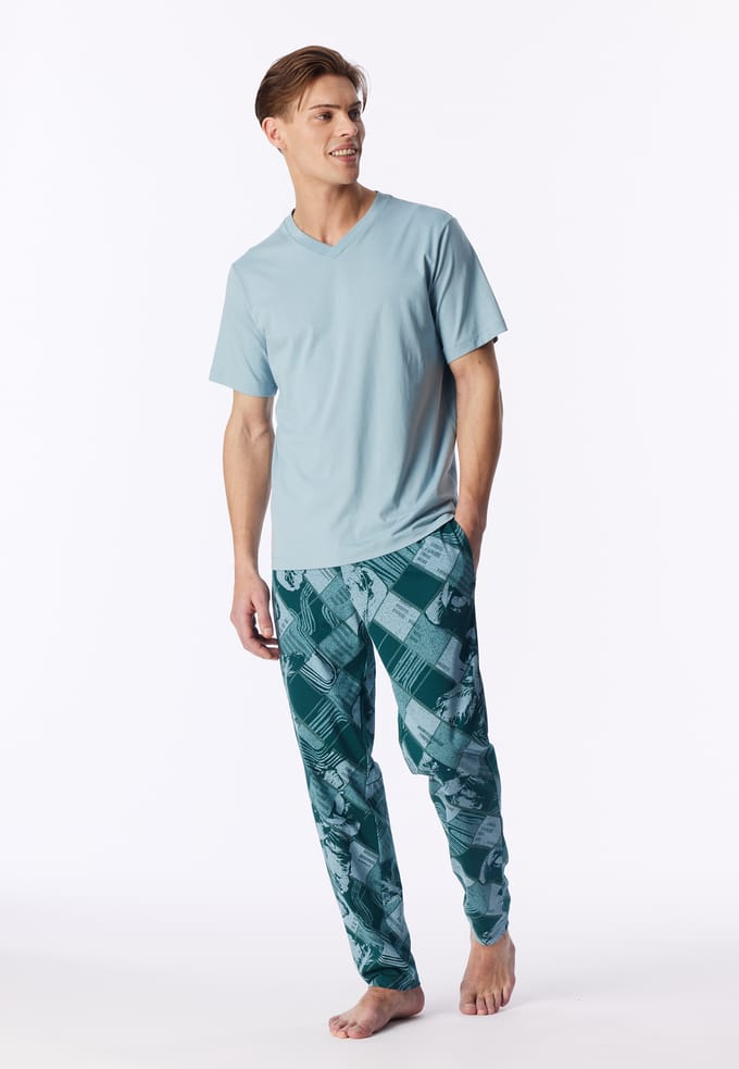 Shirt met korte mouwen en v-hals, ijsblauw - Mix+ Relax 48