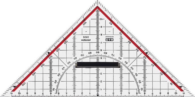 Mobius & Ruppert Geodriehoek M+R 20cm plexigl - transp. met afneembare greep