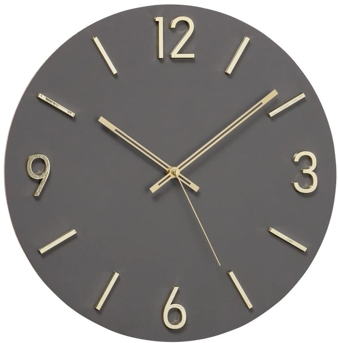 Klok - Wandklok - Ø 40cm - MDF - Modern - Goud - Grijs