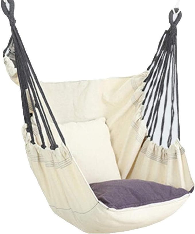 Hangstoel - Schommelstoel - Buiten Ontspannen - Gedempte Zitting - 130x100cm - Wit