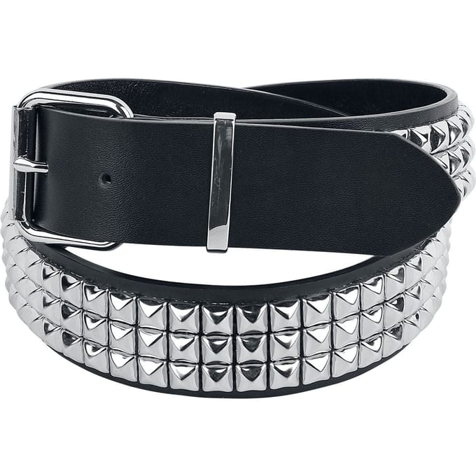 Black Premium by EMP Zwarte drie-rijige studded riem - Unisex - 105 cm