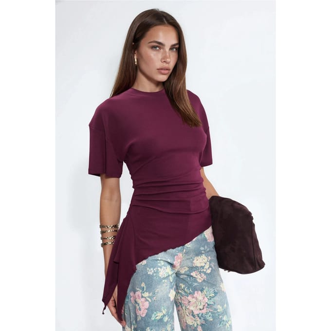 Oversized Crew Neck Drape Blouse