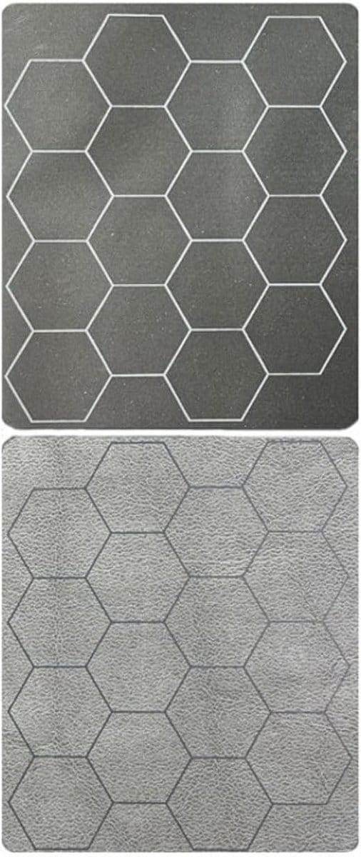 Speelmat Megamat - Hex Grid Mat - Tabletop Gaming - Omkeerbaar Ontwerp - 89x48 cm - Zwart-Grijs