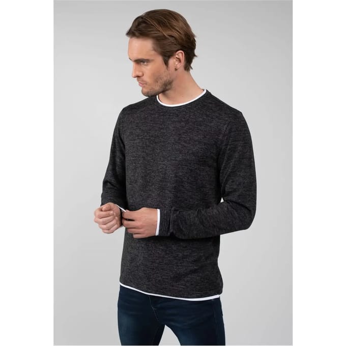 DEELUXE Gemêleerde T-shirt met lange mouwen MONAN Dark Grey Mel