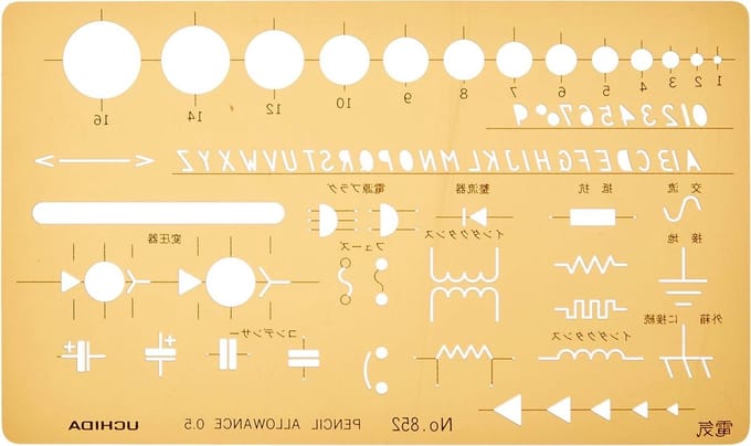 Tekenhulp Liniaal - Sjabloon Liniaal - Precisie Tekenen - Elektrisch Ontwerp - 1-8 - Transparant