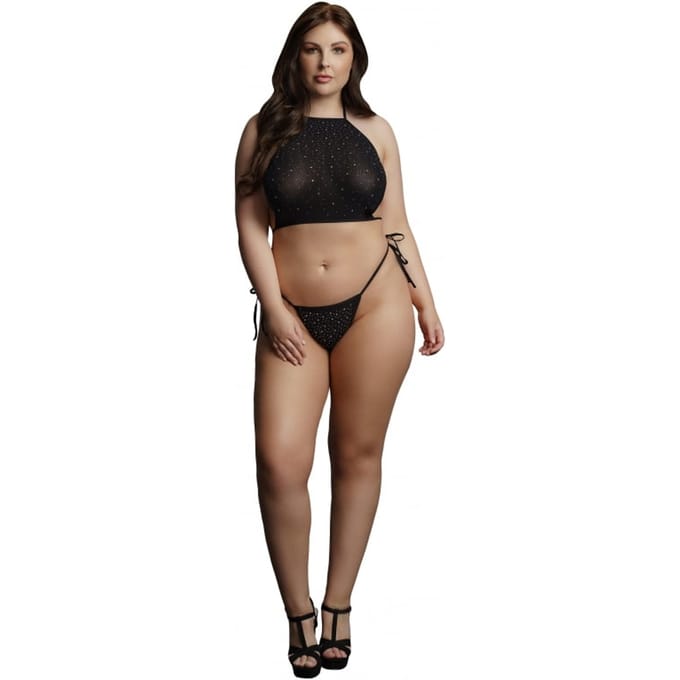 Le Désir Sexy Strass - Erotische Lingerieset - Top En String - Met Steentjes - Plus Size
