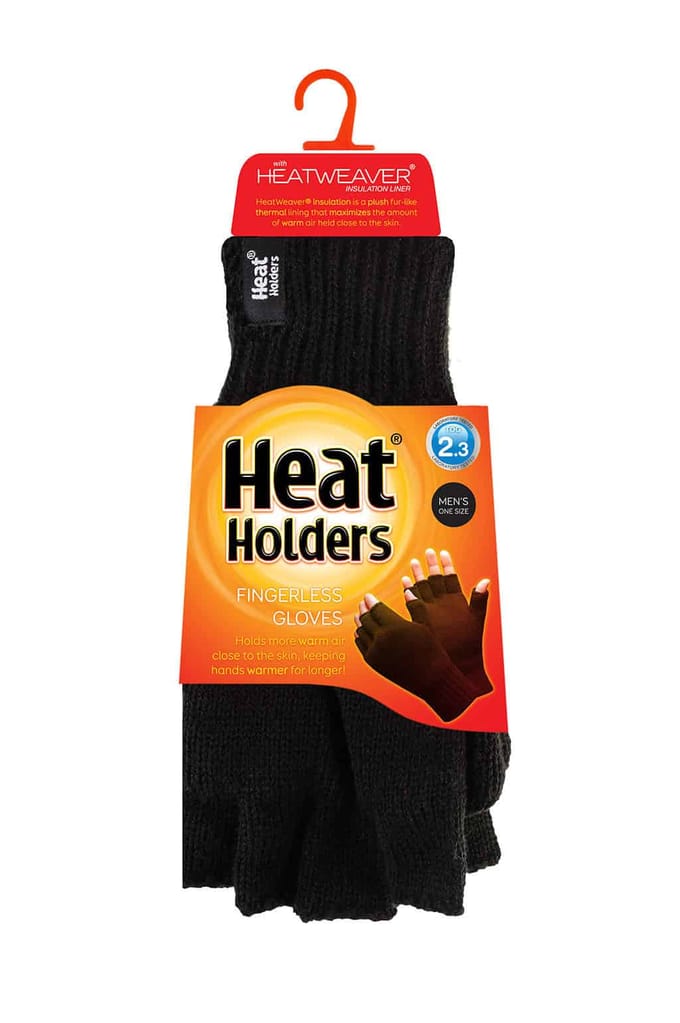 Heat Holders - Thermische vingerloze herenhandschoenen - Zwart