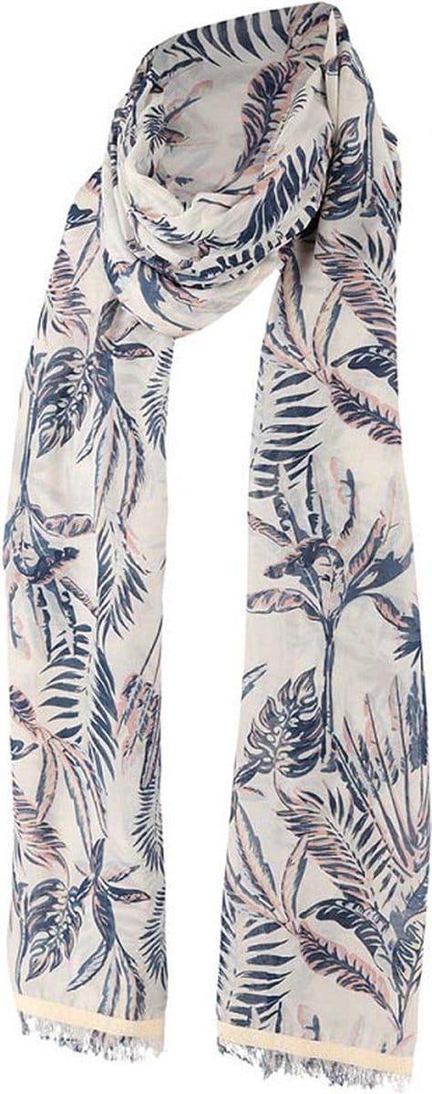 Sarlini Langwerpige Sjaal Leaves Denim