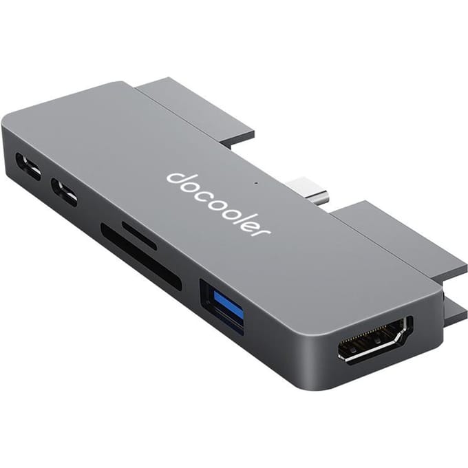 docooler 7-in-1 Type-C Hub met USB3.0 Audiopoort TF SD-kaartsleuven Compatibel met iPad Pro grijs