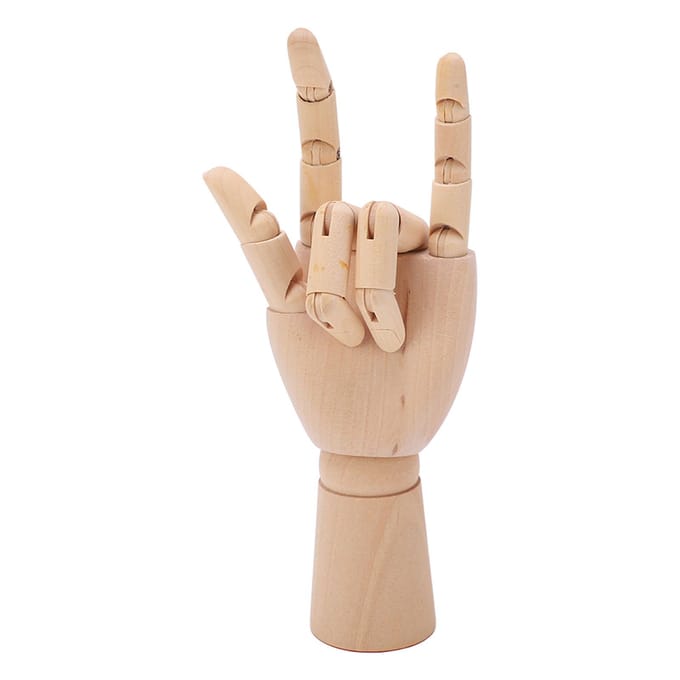 Houten Mannequin Hand Flexibele Gewrichten Vingers Teken Mannequin Hand voor Huisdecoraties Schetsen left hand beige