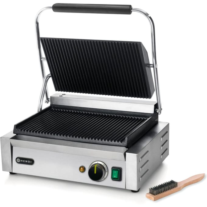 HENDI Contactgrill – Geribd – Thermostaat – 50-300°C – 340x230 mm