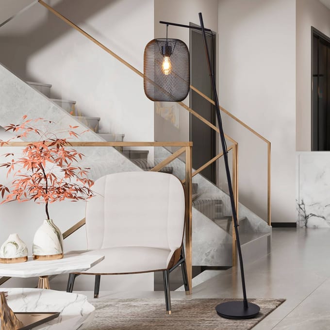 EGLO Wrington vloerlamp, hoogte 194 cm, zwart, staal