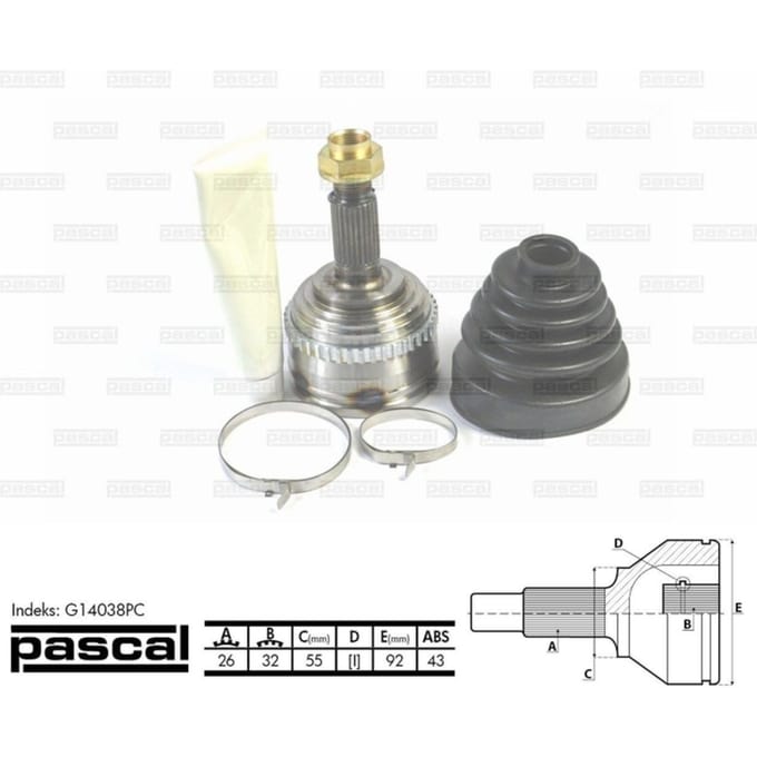Homokineet reparatie set, aandrijfas PASCAL G14038PC