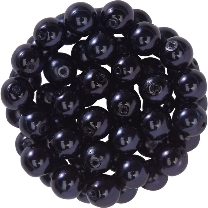 Glazen waskralen, Ø 6 mm, 55 stuks - Zwart