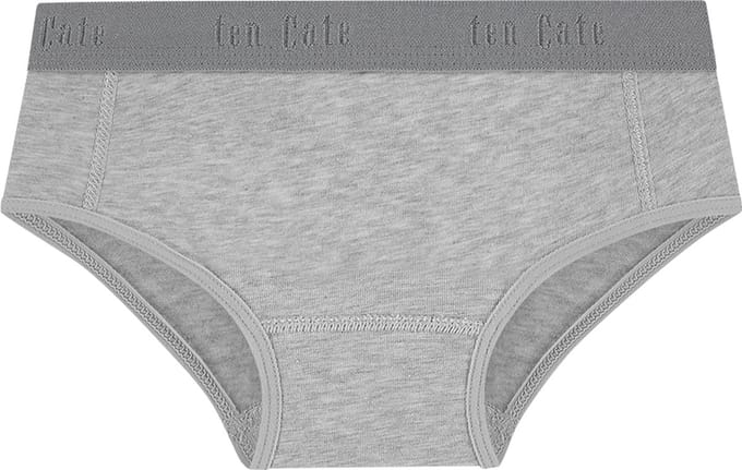 Ten Cate Basics organic cotton stretch hipster grey melange 2 pack voor Meisjes | Maat 110/116