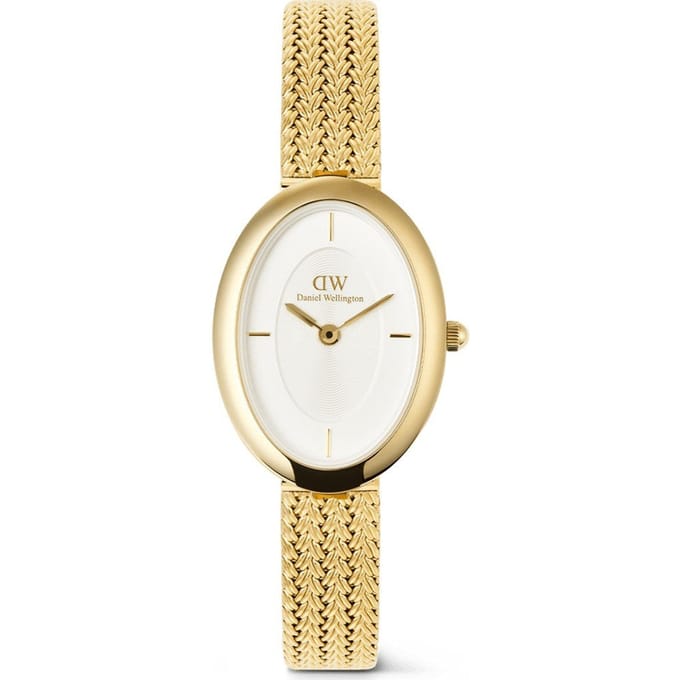 Daniel Wellington DW Watch Juliette Braided Mesh White Sunray Gold 20x26mm