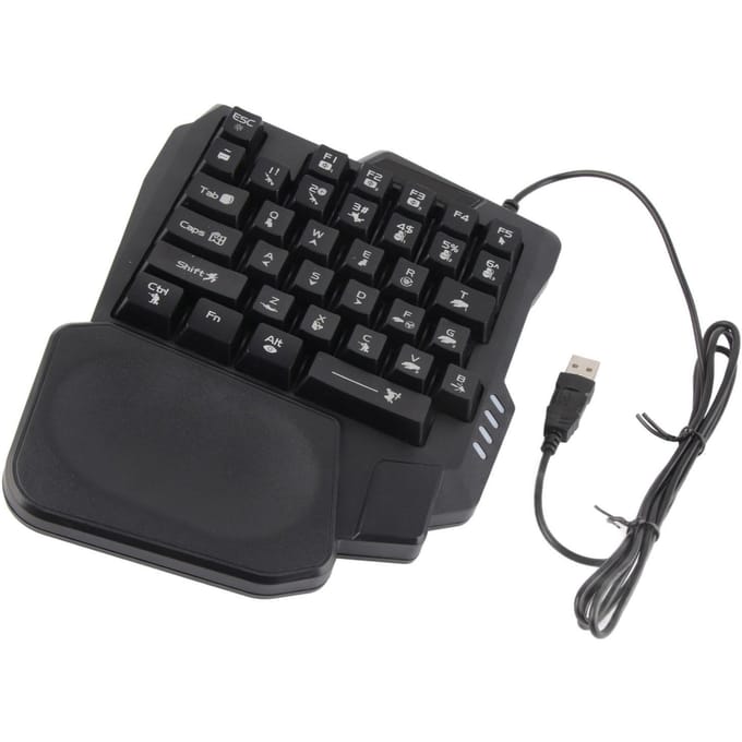 Eenhands Gaming Toetsenbord 35 Toetsen Waterdicht Brede Polssteun Zwart Eenhands Toetsenbord voor