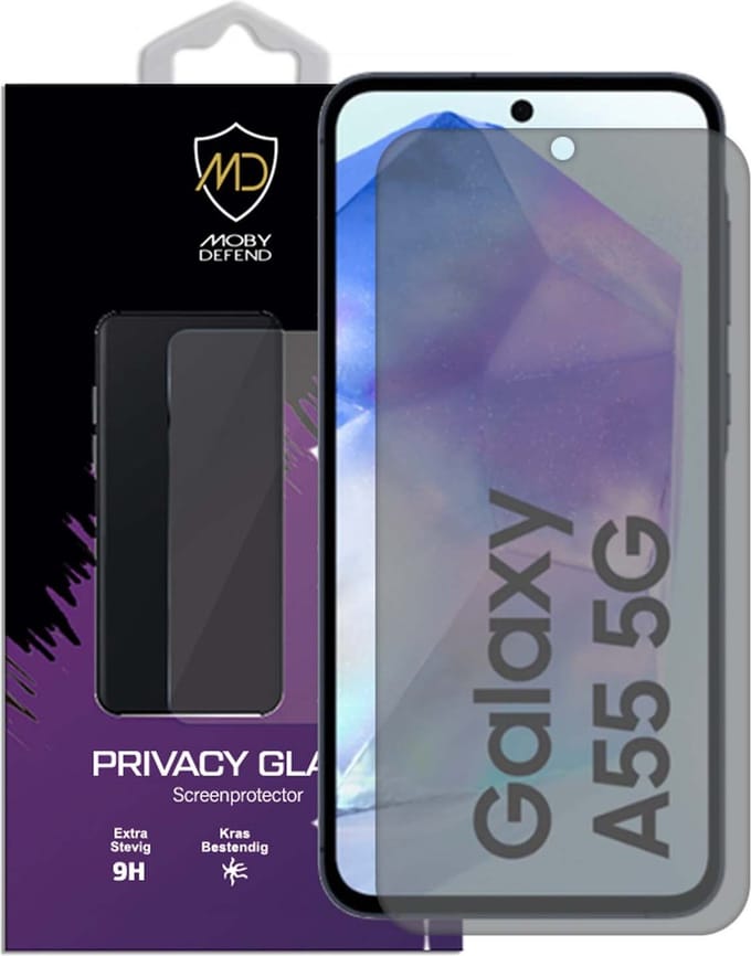 MobyDefend Screenprotector - Geschikt voor Samsung Galaxy A55 - Matte Privacy Glass Screensaver