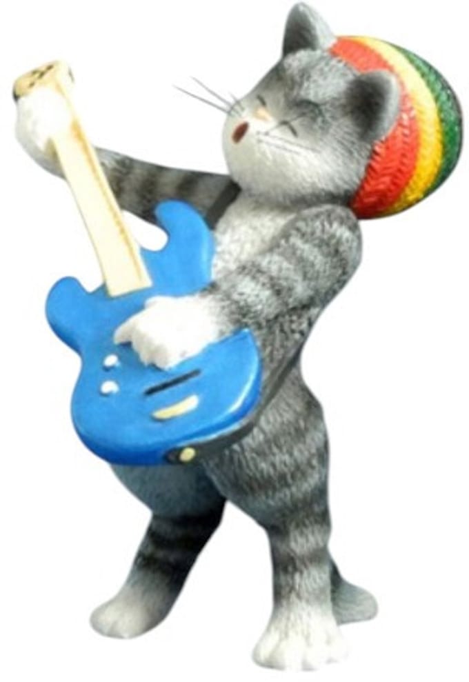 Jamaicat - Kat met gitaar - 9 Live Beeldje - Parastone - 12 cm