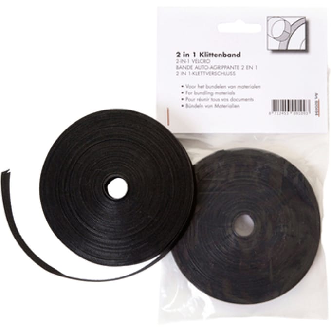 Klittenband Office kabelbinder 2-in 1 13mmx10m zwart
