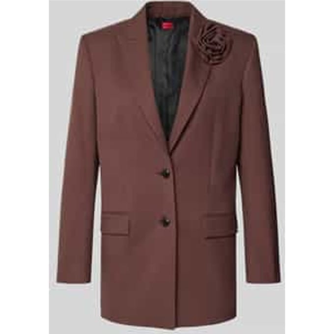 Relaxed fit lange blazer met bloemenbroche, model 'AROSEA'