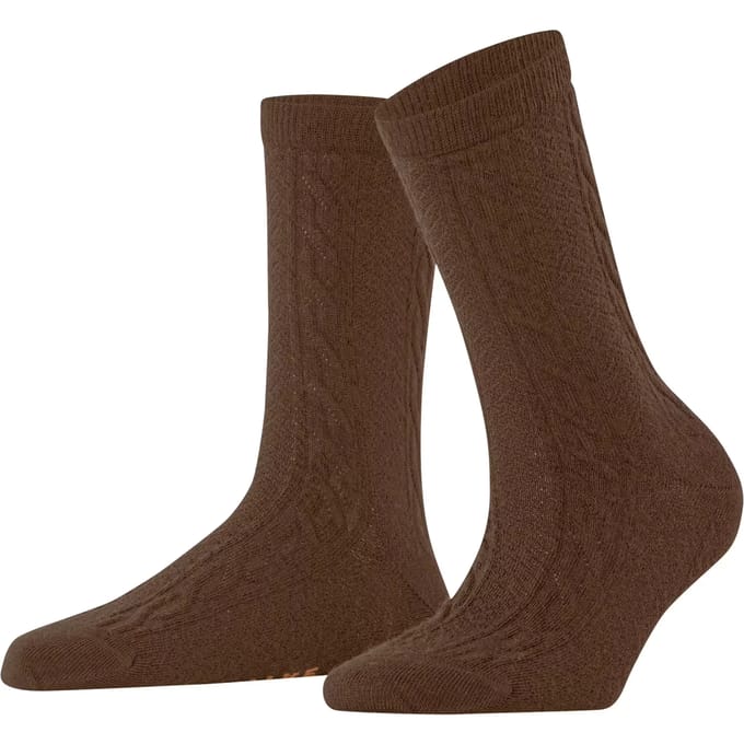 FALKE Declivity eenkleurig wol sokken dames bruin - maat 35-38