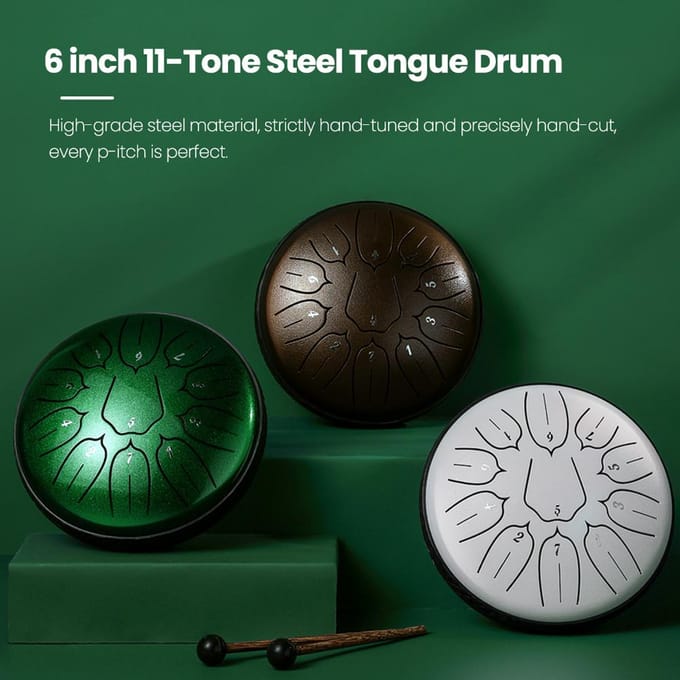 6 inch 11-Tone Steel Tongue Drum Handpan Drums met drumstokken Percussie Muziekinstrumenten paars